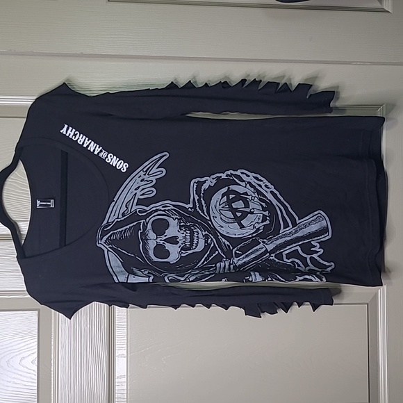 Sons of anarchy skull distressed arm dress tunic size large - Picture 5 of 6